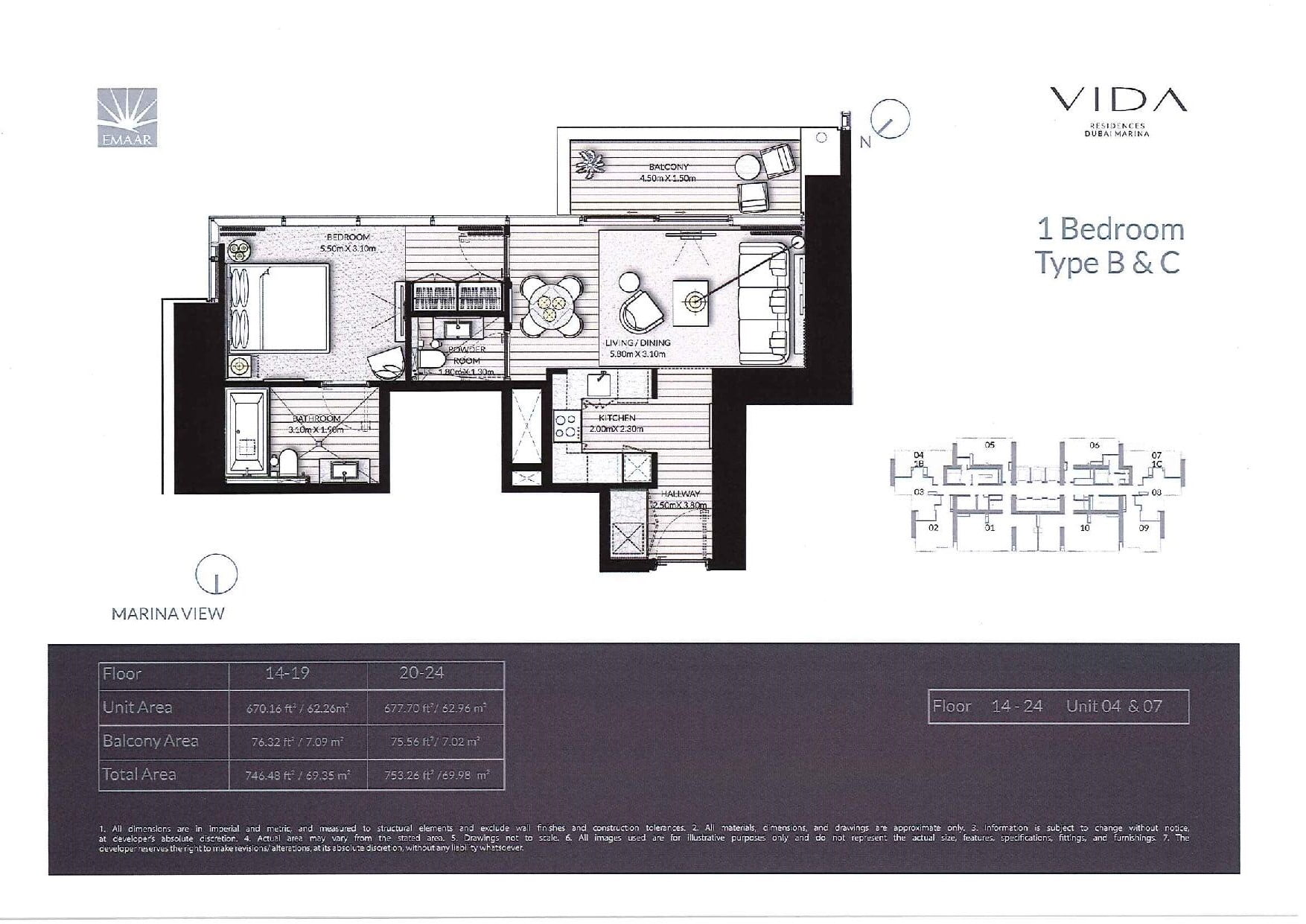 Floor Plans - Vida Residences Dubai Marina