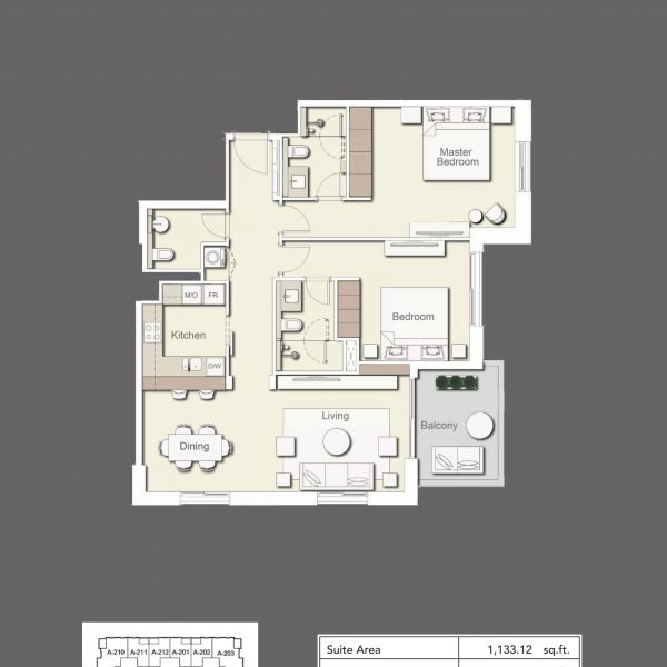 2BR Type1 600x600 - Wilton Terraces 1 - Floor Plans