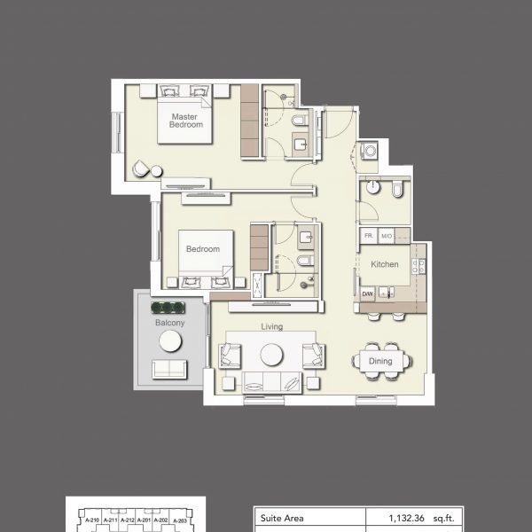 2BR Type2 600x600 - Wilton Terraces 1 - Floor Plans