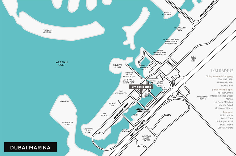 location map - LIV Residence in Dubai Marina