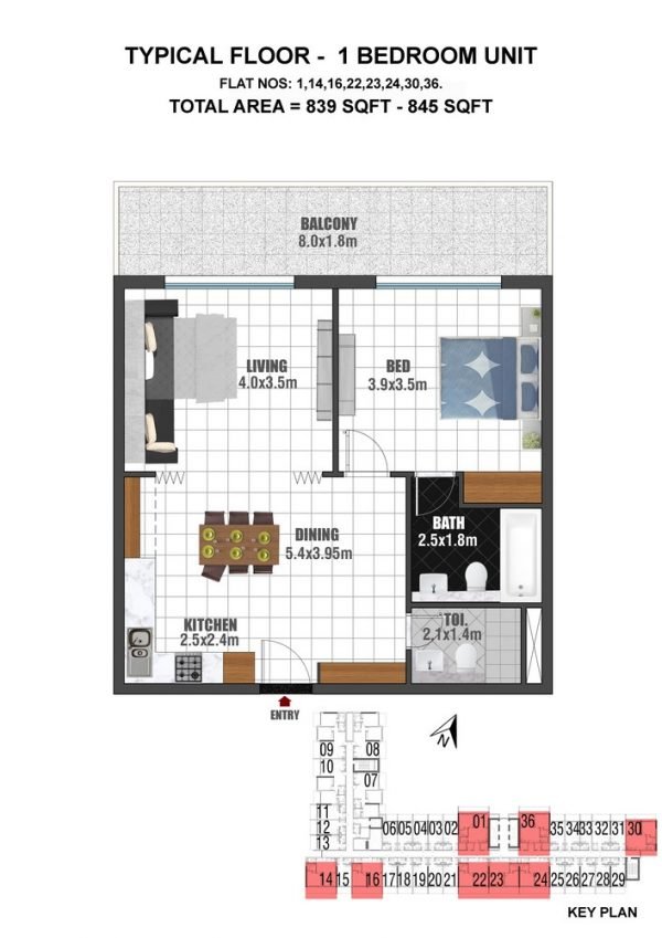 TYPE 2 1BED UNIT TYPICAL 600x849 - Jewelz by Danube - Floor Plans