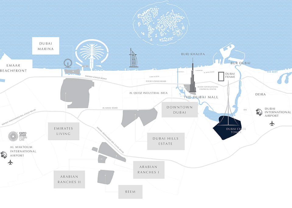 Bay Shore location map - Summer at Creek Beach by Emaar