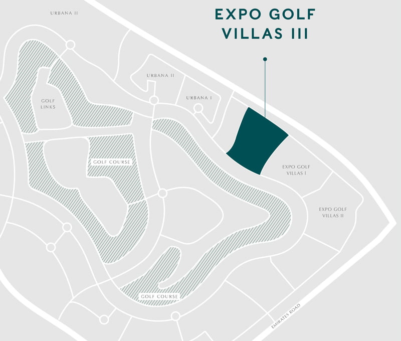Expo Golf Phase III Location Map - Greenview Expo Golf Villas Phase 4 by Emaar