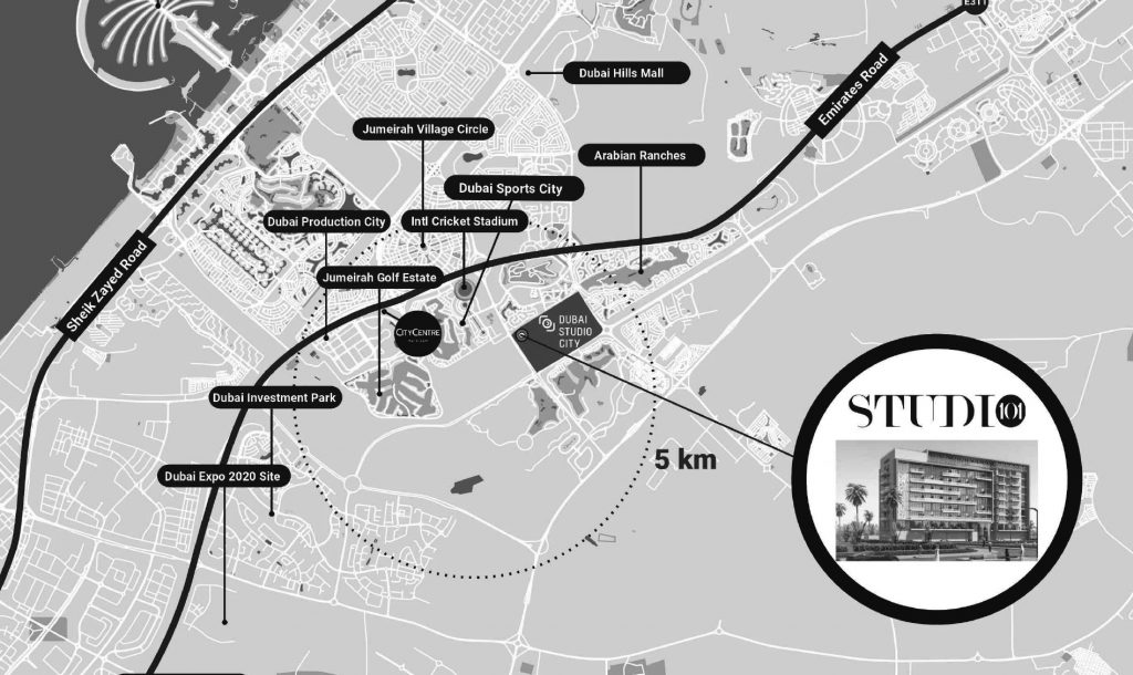 Studio 101 Location Map 1024x610 - Studio 101 at Dubai Studio City