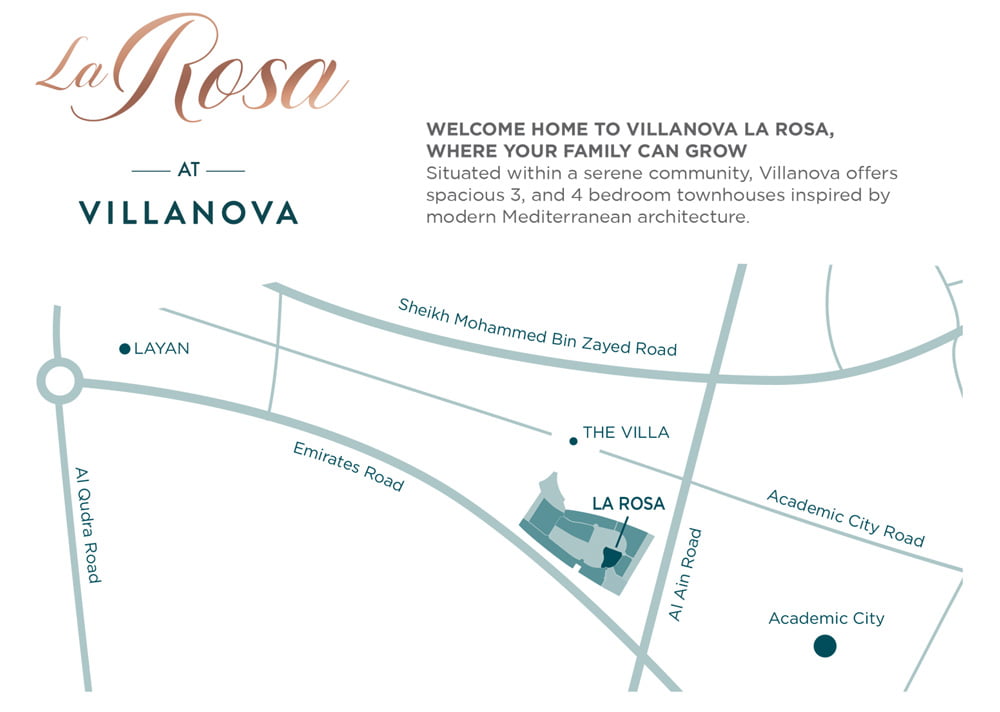 la rosa location map - La Rosa at Villanova by Dubai Properties