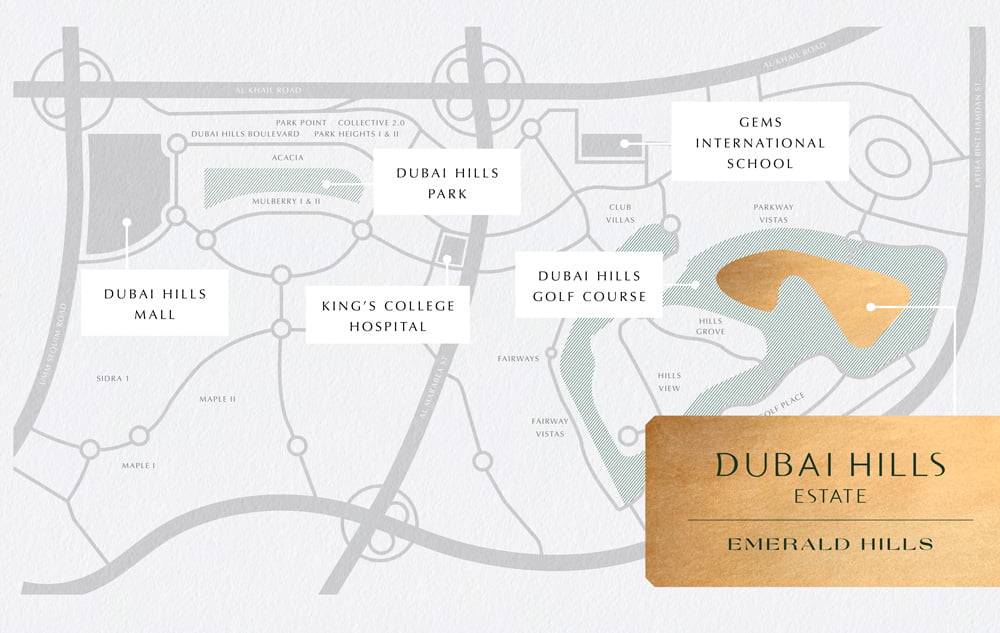 Emaar Emerald Hills Plots at Dubai Hills Estate location - Emerald Hills Plots at Dubai Hills Estate