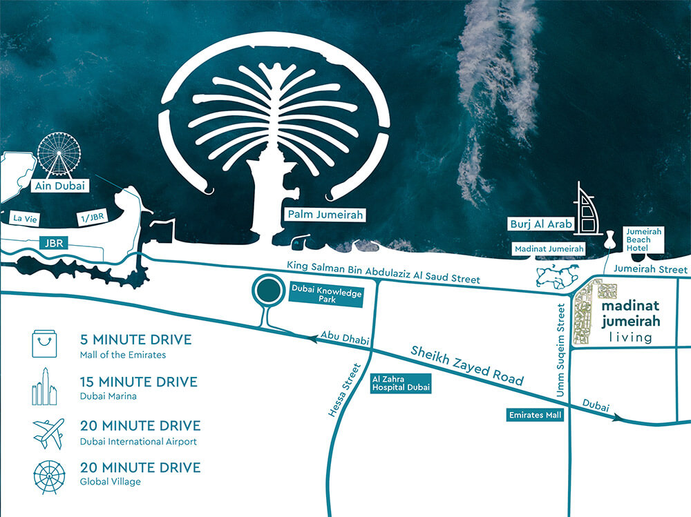 MJL ASAYEL location map - Jadeel at Madinat Jumeirah Living (MJL)