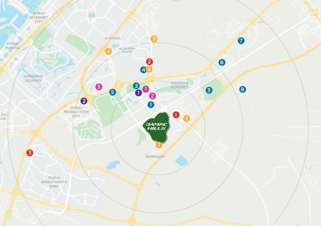 location map melrose 1024x721 - Melrose Limited Edition Golf Villas by Damac