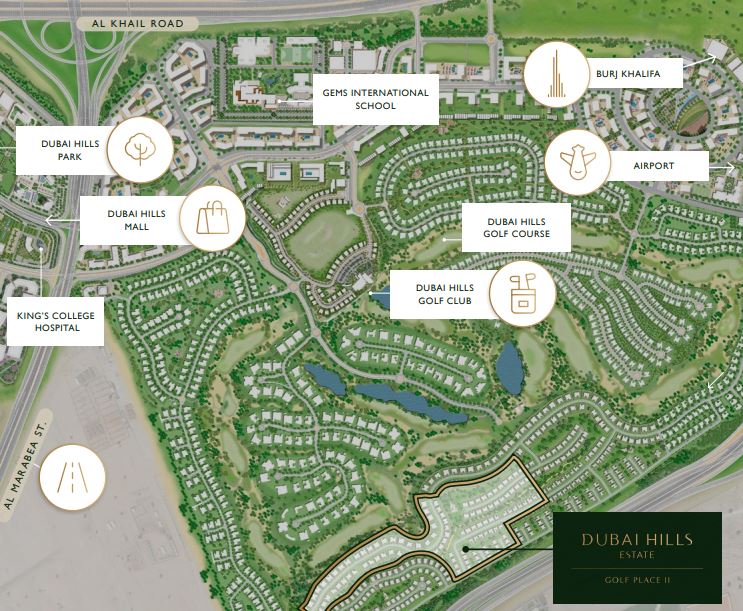 Golf Place II Map - Golf Place II at Dubai Hills Estate
